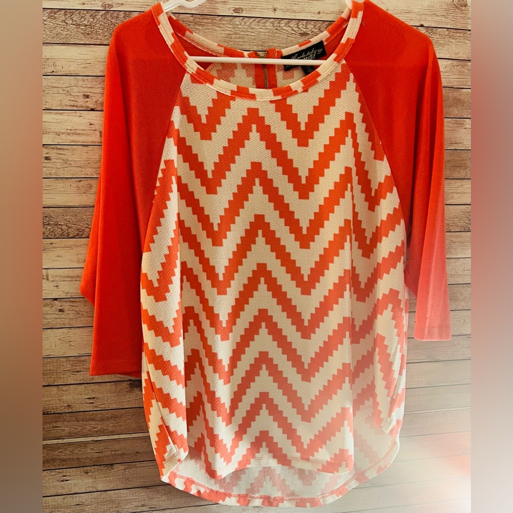 Absolutely Famous Zig Zag Coral Blouse
